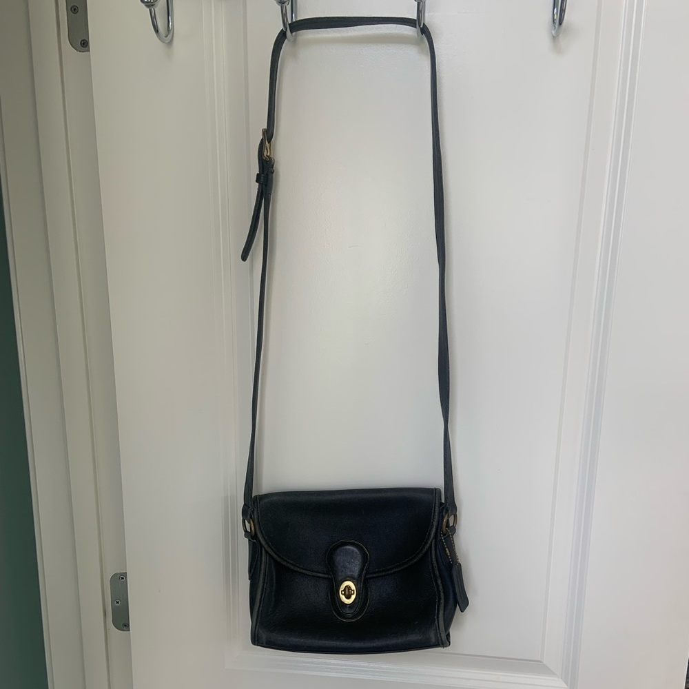 Vintage Coach Black Leather Crossbody Purse